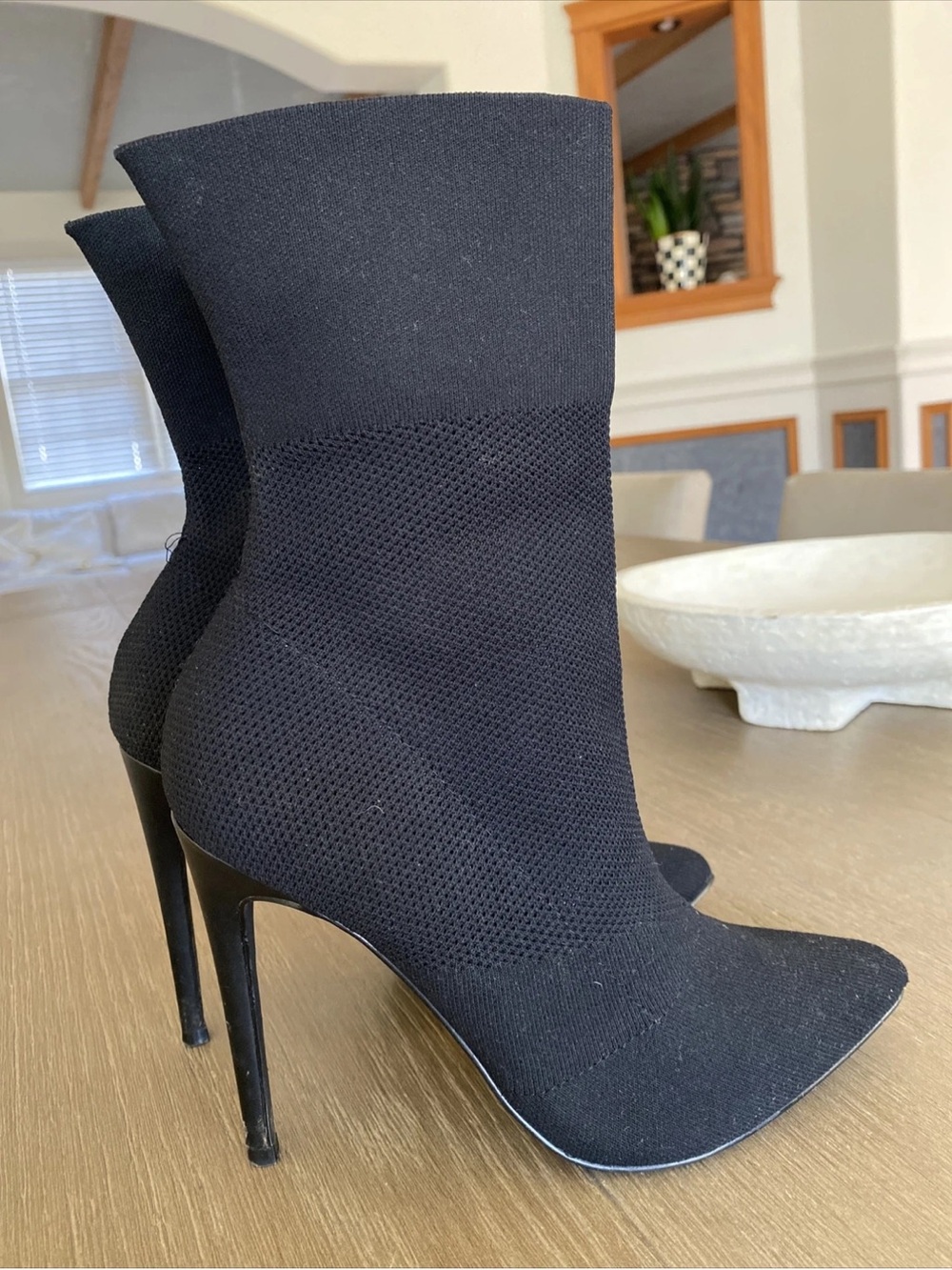 Steve Madden Century Black Knit Stiletto Sock Booties Size 8M